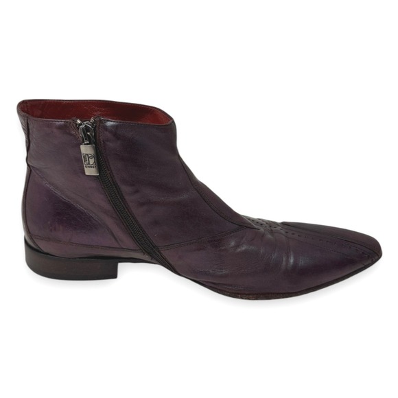 Jo Ghost Boots Mens 40 US 7 Burgundy Leather Side Zip Pointed Toe Brogue Italy main image 8